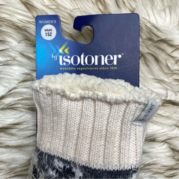 Isotoner Mittens Gloves Ivory Leopard Animal Print Sherpa Lined NWT - Picture 6 of 7